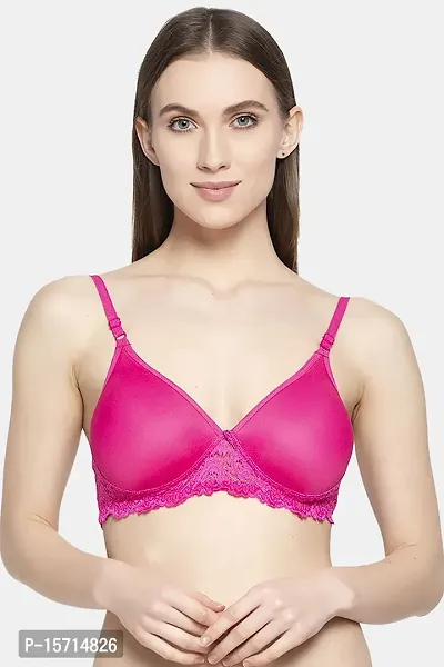 Stylish Pink Cotton Solid Bras For Women ( Pack of 1 )-thumb0