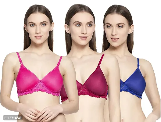 Stylish Multicoloured Cotton Solid Bras For Women ( Pack of 3 )-thumb0
