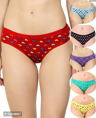 Women Cotton Silk Hipster Multicolor Panties Combo  Cotton ( Pack of 6 ) ( Color : PurpleRedBlueYellowGreenBlack ) ( Pattern : Solid ) ( Size : M )