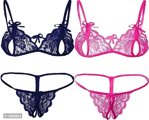 Buy Beach Curve Women Net Bra Panty Set for Lingerie Set ( Pack of