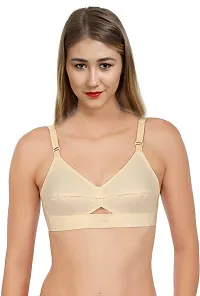 Arousy Women's Non-Wired Full Cup Cotton Bra Brown,White-thumb1