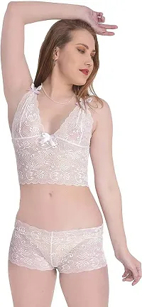 Stylish White Net Lace Baby Dolls For Women-thumb4