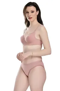 Women Cotton Bra Panty Set for Lingerie Set Pack of 1  Color : Pink-thumb2