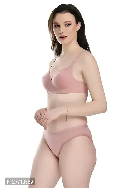 Women Cotton Bra Panty Set for Lingerie Set Pack of 1  Color : Pink-thumb3