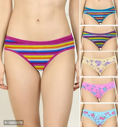 Beach Curve- Women Cotton Silk Hipster Multicolor Panties Combo  Cotton ( Pack of 6 ) ( Color : PinkGreenPurpleBrownPinkBlue ) ( Pattern : Solid ) ( Size : M )-thumb0