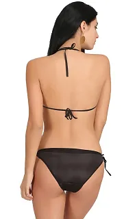 Beach Curve-Women's Satin Bikini Bra Panty Set for Women Lingerie Set Sexy Honeymoon Undergarments (Color : Black)(Pack of 1)(Size :30) Model No : Satan &et-thumb1