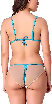 Beach Curve-Women's Net Bikni Bra Panty Set for Women Lingerie Set Sexy Honeymoon Undergarments (Color : Lblue)(Pack of 1)(Size :32) Model No : SK01-thumb4