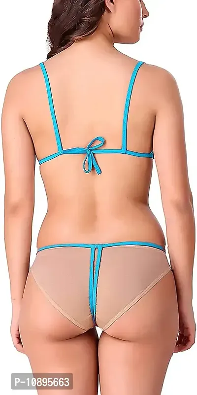 Beach Curve-Women's Net Bikni Bra Panty Set for Women Lingerie Set Sexy Honeymoon Undergarments (Color : Lblue)(Pack of 1)(Size :32) Model No : SK01-thumb5