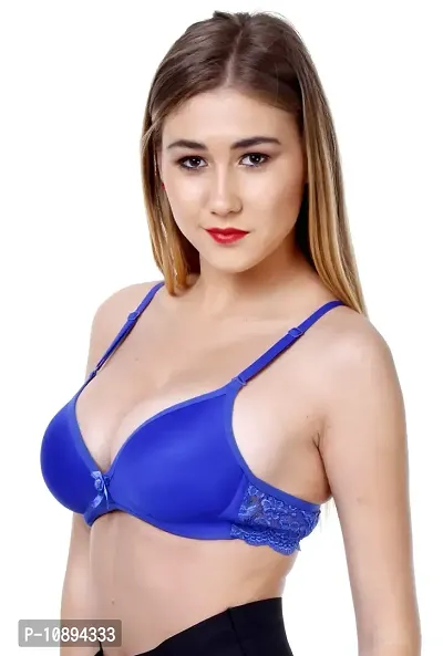 Arousy Women's Cotton Non Wired Full Coverage T-Shirt Bra|Shaper Bra|Push up Bra |Teenage Bra|Regular Use Bra|Comfortable Bra|Free Bra Hook Extender| Dark Blue-thumb3