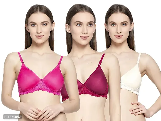 Stylish Multicoloured Cotton Solid Bras For Women ( Pack of 3 )-thumb0