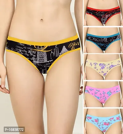 Women Cotton Silk Hipster Multicolor Panties Combo  Cotton ( Pack of 6 ) ( Color : YellowRedBlueBrownPinkBlue ) ( Pattern : Solid ) ( Size : M )-thumb0