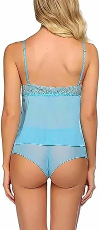 Stylish Blue Net Bridal Baby Doll With Panty For Women-thumb2