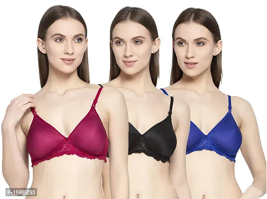 Stylish Women Cotton Padded Non-Wired Bra Pack of 3