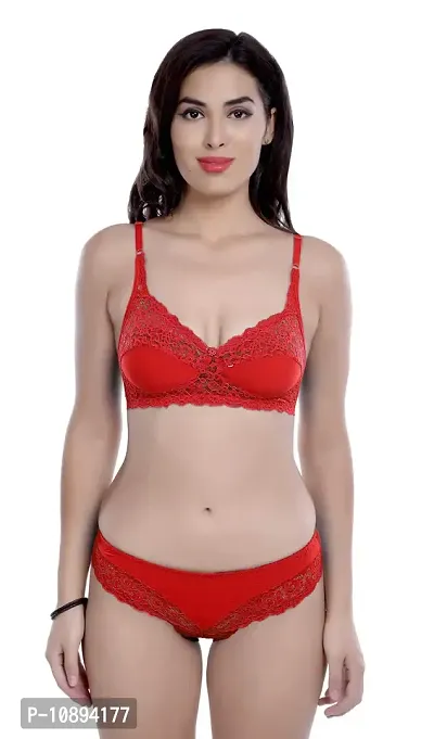 Arousy Non Padded Wirefree Bra and Panty Set for Woman Red