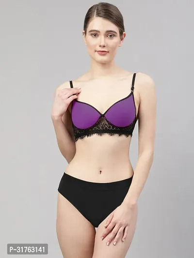 Stylish Cotton Solid Bra and Panty set for Women-thumb2