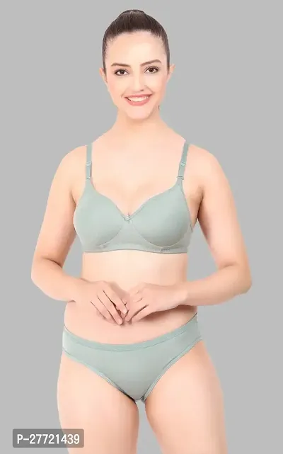 Women Cotton Bra Panty Set for Lingerie Set Pack of 1  Color : Green