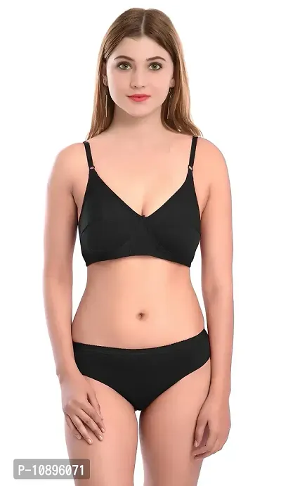 Beach Curve-Women's Cotton Bra Panty Set for Women Lingerie Set Sexy Honeymoon Undergarments (Color : Black)(Pack of 1)(Size :30) Model No : Ruchi SSet