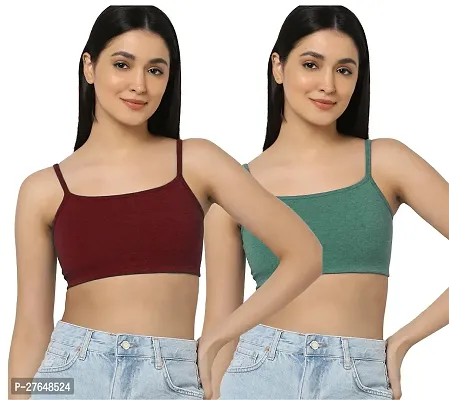 Stylish Multicoloured Cotton Solid Bras For Women Pack of 2-thumb0