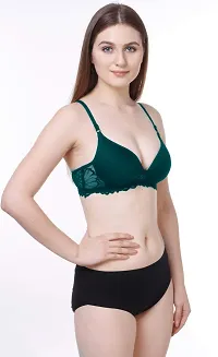 Arousy Fashion Honeymoon Lingerie Set Cotton Bra Panties Set for Women|Bra Panty Set |Bra Panty Set for Women with Sexy|Undergarments|Lingerie Set for Women for Sexy Honeymoon| Green,Pink-thumb1