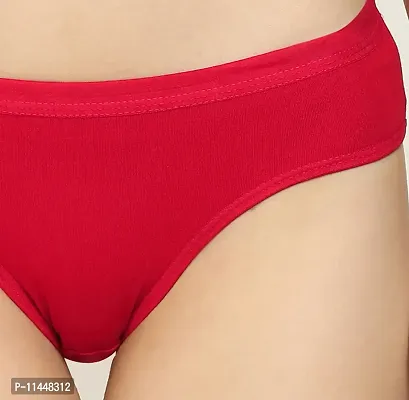 Stylish Red Cotton Silk Self Pattern Briefs For Women-thumb2