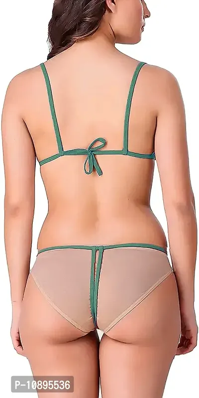 Beach Curve-Women's Net Bikni Bra Panty Set for Women Lingerie Set Sexy Honeymoon Undergarments (Color : Green)(Pack of 1)(Size :30) Model No : SK01-thumb5