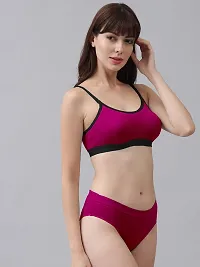 Stylish Cotton Solid Bra and Panty Set for Women-thumb1