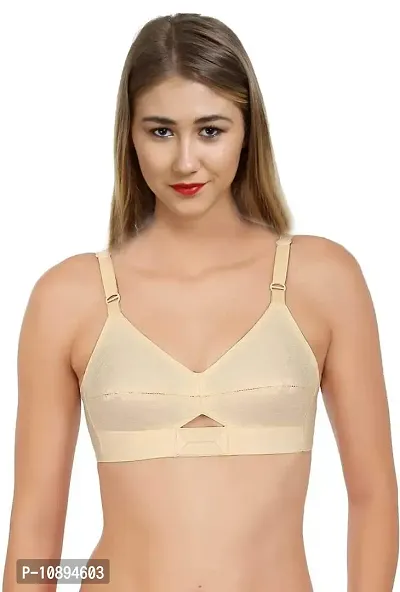 Arousy Women's Non-Wired Full Cup Cotton Bra Brown