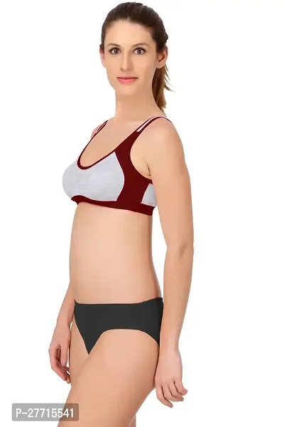 Women Cotton Bra Panty Set for Lingerie Set Pack of 2  Color : Maroon,Pink-thumb3