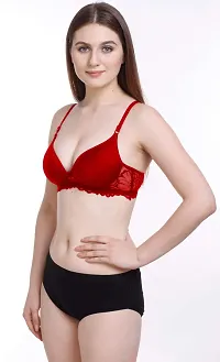 Arousy Fashion Honeymoon Lingerie Set Cotton Bra Panties Set for Women|Bra Panty Set |Bra Panty Set for Women with Sexy|Undergarments|Lingerie Set for Women for Sexy Honeymoon| Red,Blue-thumb2