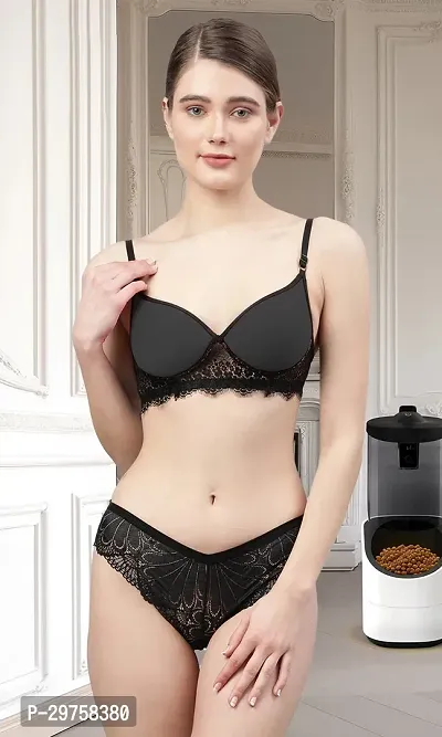 Trendy Net Bra Panty Set-thumb0