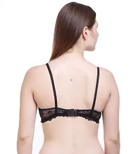 Arousy Women Padded Lace Cotton Non Wired Full Coverage T-Shirt Bra|Shaper Bra|Push up Teenage Bra|Regular Use Bra|Comfortable Bra|Free Bra Hook Extender| (Pack of 1) (Color : Black) (Size : 34)-thumb1