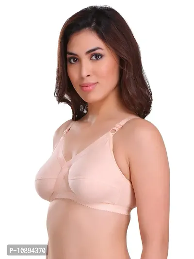 Arousy Women's Cotton Non Wired Full Coverage T-Shirt Bra|Shaper Bra|Push up Bra |Teenage Bra|Regular Use Bra|Comfortable Bra|Free Bra Hook Extender| Pink,Beige-thumb3