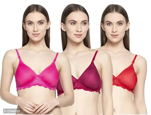 Stylish Multicoloured Cotton Solid Bras For Women pack of 3-thumb0