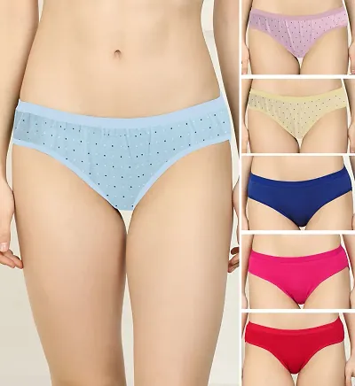 Women Cotton Silk Hipster Multicolor Panties Combo Pack of 6