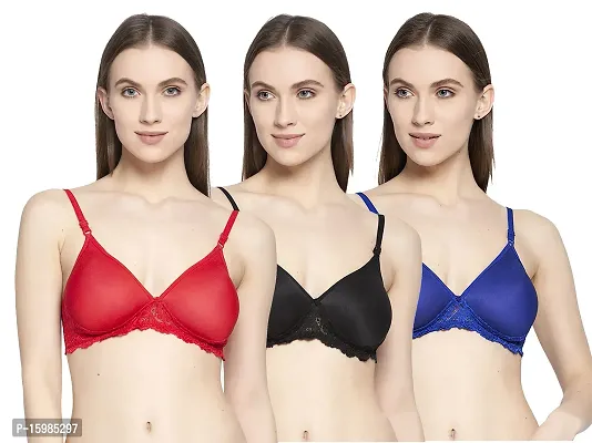 Stylish Women Cotton Padded Non-Wired Bra Pack of 3-thumb0