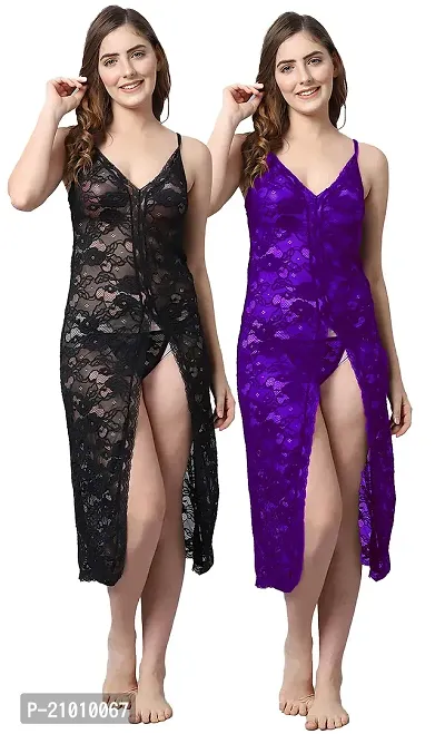 Stylish Fancy Designer Net Baby Doll Night Dress For Women Pack Of 2