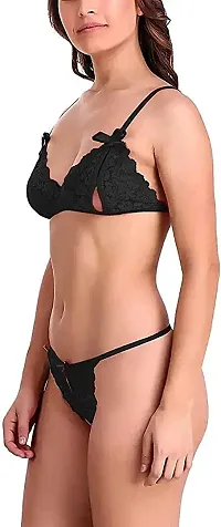 Beach Curve-Women's Net Bikni Bra Panty Set for Women Lingerie Set Sexy Honeymoon Undergarments (Color : Black)(Pack of 1)(Size :30) Model No : SK01-thumb3