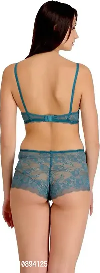 Arousy Fashions Women's Net Lace Non-Padded Non-Wired Bra and Panty Sexy Honeymoon Undergarments Set (Green, 32)-thumb4