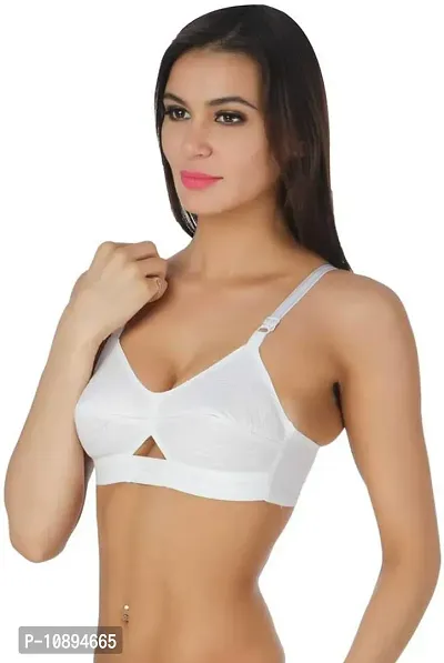 Arousy Women's Cotton Non Wired Full Coverage T-Shirt Bra|Shaper Bra|Push up Bra |Teenage Bra|Regular Use Bra|Comfortable Bra|Free Bra Hook Extender| White,Multicolor-thumb3