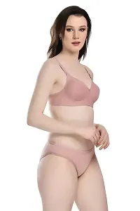 Women Cotton Bra Panty Set for Lingerie Set Pack of 1  Color : Pink-thumb1