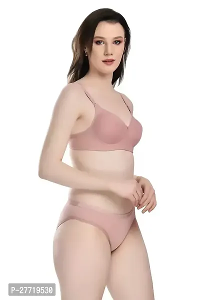 Women Cotton Bra Panty Set for Lingerie Set Pack of 1  Color : Pink-thumb2