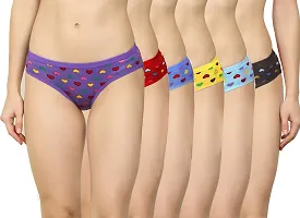 Women Cotton Silk Hipster Multicolor Panties Combo  Cotton ( Pack of 6 ) ( Color : PurpleRedBlueYellowGreenBlack ) ( Pattern : Solid ) ( Size : M )-thumb1