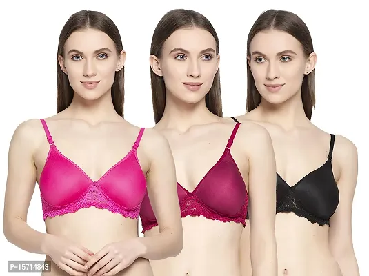Stylish Multicoloured Cotton Solid Bras For Women ( Pack of 3 )