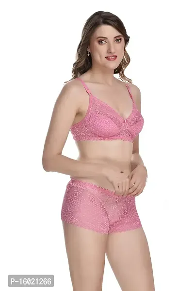 Stylish Fancy Net Bra  Panty Set For Women Pack Of 1-thumb2
