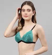 Beach Curve-Women Green Net Bra Panty Set|Lingerie Set|Honeymoon Night Dress Wedding|Valentine Beautiful Gift for Girl|Bra Panty Set for Women with Sexy|Bra Panty Set for Women-thumb2