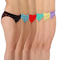 Women Cotton Silk Hipster Multicolor Panties Combo  Cotton ( Pack of 6 ) ( Color : PurpleRedBlueYellowGreenBlack ) ( Pattern : Solid ) ( Size : M )-thumb2