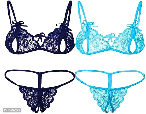 Buy Stylish Fancy Cotton Bra Panty Set For Women Pack Of 2 Online