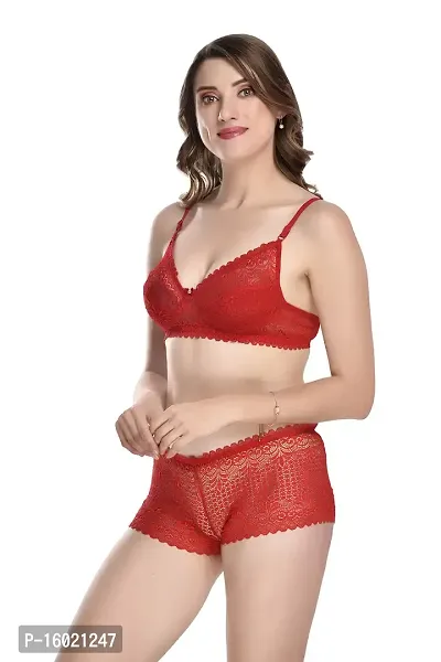Stylish Fancy Net Bra  Panty Set For Women Pack Of 1-thumb3