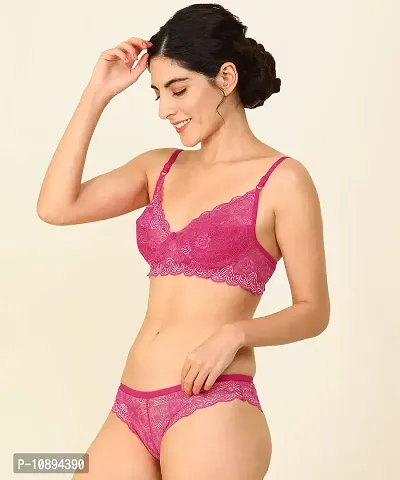 Arousy Honeymoon Wear Bra Panty Set. Bra Panty Set for Women| Bikini Set for Women for Beach| Lingeries for Women|Lingerie Set| | Bra Panty Set Pink-thumb3