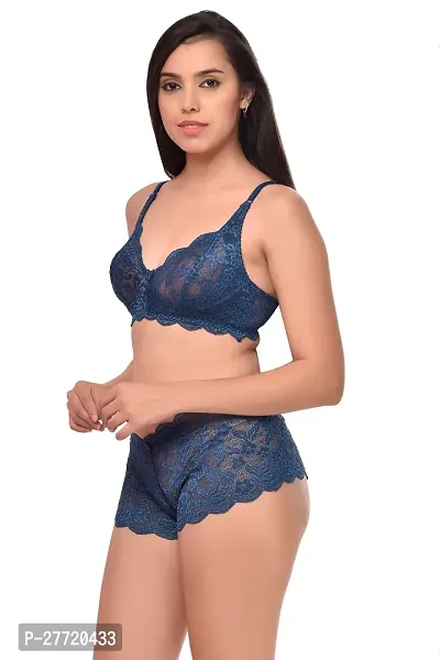 Women Net Bra Panty Set for Lingerie Set Pack of 2  Color : Blue,Yellow-thumb4